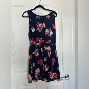 Market & Spruce Navy Floral Medium Midi Dress